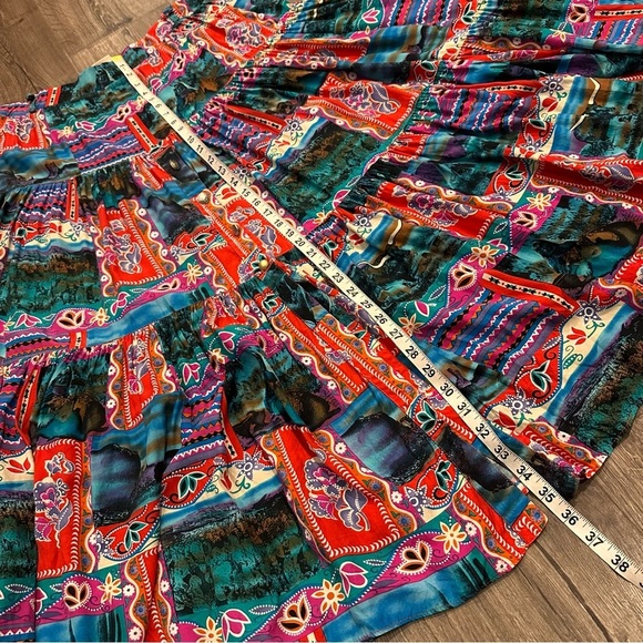 Vintage Skirt Maxi 80s Hippy Boho Gypsy Southwestern Aztec USA Native American - Picture 15 of 15